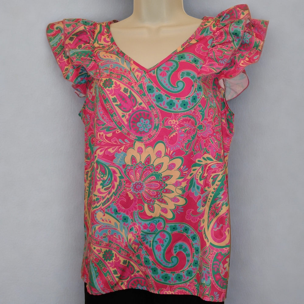 SHEIN Multicolor Paisley Ruffle Blouse